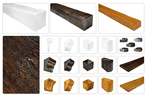 DECO WOOD Deckenbalken modern aus Polyurethane, 2m Länge, PU Balken Holzoptik (weiß - 12x12cm) Wandbalken Hartschaum Deckenverkleidung