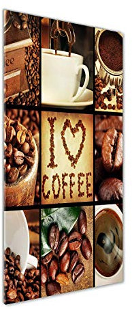 Tulup Glas-Bild Wandbild aus Glas - Wandkunst - Wandbild hinter gehärtetem Sicherheitsglas - Dekorative Wand für Küche & Wohnzimmer 50 x125 - Sprüche - Kaffee-Collage - Braun
