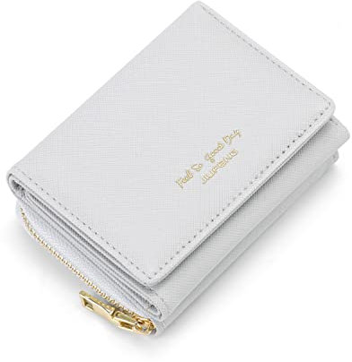 JIUFENG Damen RFID Blockieren kurzer Geldbörse Multi Purpose Reißverschluss gefaltete Geldbörsen Münzen Beutel Multi-Card-Positions Kartenorganisator (Grau)