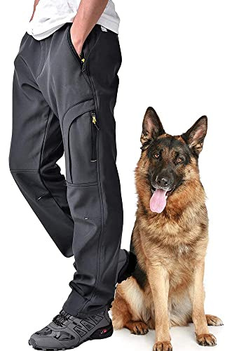 Jessie Kidden Waterproof Hiking Trousers Mens, Outdoor Snow Ski Fishing Walking Fleece Lined Insulated Soft Shell Winter Pants #MH4409-Grey-32