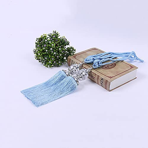 LIJUCAI 2 pz/Lotto Corda Decorativa Tenda Tie Backs in Rilievo Nappa Frange Tiebacks per Tenda Clip Complementi Arredo Casa Tenda Fibbia Corda, Lago Blu