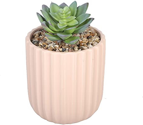 Sleepdown Halo - Plante Artificielle Artificielle - Pot texturé Rose - pour la Maison, Le Bureau, la Salle de Bain - Décoration d'intérieur