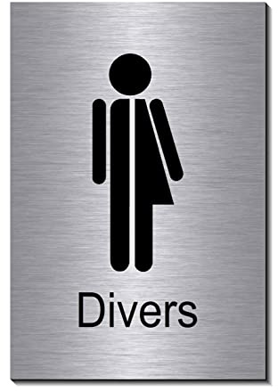 Männlich-Weiblich-Divers-Toilette-Dritte Geschlecht-Toilettenschild-150 x 100 x 3 mm-Schild-Designschild-Aluminium-Edelstahloptik-Hinweisschild (1905-109 mit Klebepads)