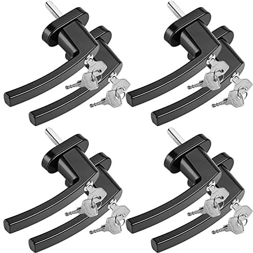 MONZANA® 8X Fenstergriffe Abschließbar mit Schloss Kindersicherung Silber 35mm Stiftlänge 2 Schlüssel Fensterbeschlag Balkon Türgriff Einbruchschutz