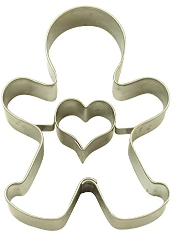 BekkiB Emporte-pièce « Bonhomme en pain d'épice avec cœur » - Dimensions : 6,5 x 5 cm - Pour cuire des pain d'épices et des biscuits - Passe au lave-vaisselle - 9519