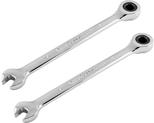 PHITUODA Llave combinada de trinquete de 7 mm y 12 PT, movimiento de 5° y llave de trinquete métrica de 72 dientes, paquete de 2