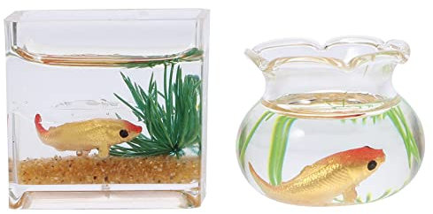 Toddmomy 2 StüCk Miniatur Aquarium Puppenhaus: 1/12 Miniatur Puppenhaus ZubehöR FüR Dekoration In Haus, BüRo Und Café, ZufäLlige Fischfarben