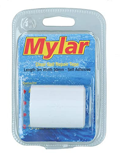 AB Tools Mylar Kevlar-Segelreparaturband, 50 mm breit, 3 m Rolle, Yacht-Schlauchboot, transparentes Fenster, 3 m