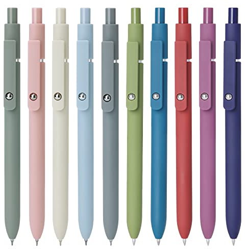 FIOVER 10 x Gelstifte, schnell trocknende Tinte, feine Spitze, Premium-Gelstifte, schwarze Tinte, glattes Schreiben für Schule, Büro, Zuhause