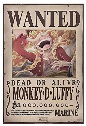 FUKITT Poster One Piece Monkey D Luffy Latest Billion Wanted sur toile - Décoration murale pour salon, chambre à coucher - Style sans cadre - 30 x 45 cm