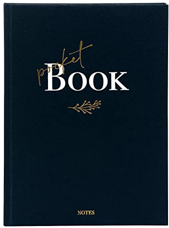 goldbuch 64 210 Notizbuch A5 Pocket Book, Schreibbuch 15 x 22 x 2 cm, Notiz Buch 200 Seiten blanko, Papier 100g/m², Skizzenbuch Cover Naturpapier, Agenda mit Lesezeichen, Kladde Dunkelblau