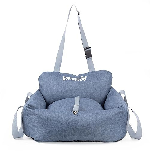 Luxuriös Auto Sitz für Hunde | Autositz für Rückbank, Vordersitz | Universal Waschbar für Hunde und Katzen | Polyester | Größe: 55 x 65 cm | Farbe: Jeans