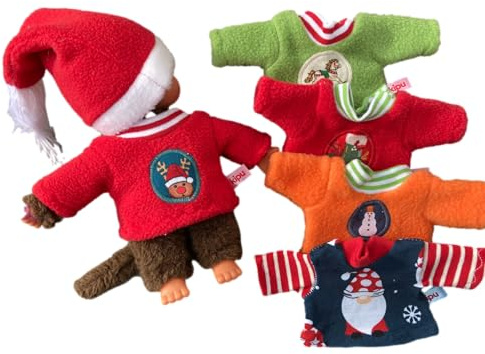 Kleidung passend für Kuscheltier Plüsch Äffchen Gr. 20 cm Weihnachtspulli Teddy Bär Weihnachten Nikolaus Handmade