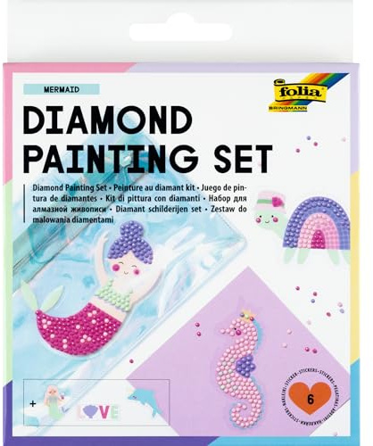 folia 31801 - Diamond Painting Set MERMAID, Sticker mit Unterwasser-Motiven und Zubehör, Bastelset zum Gestalten von Aufklebern mit Glitzersteinchen