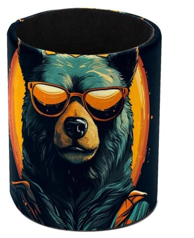 Bear Retro Painted Desk Pen Holder, Large Capacity Desk Organizers, Pencil Holder Case Cup for Desk Office Pen Case for School, Kids