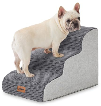 ZOMISIA Pet Stairs for Small Dogs 15.7 H - Dog Stairs for Couch and Bed, 35D Foam Dog Steps Ramp with Non-Slip Bottom Grey, 3 Steps