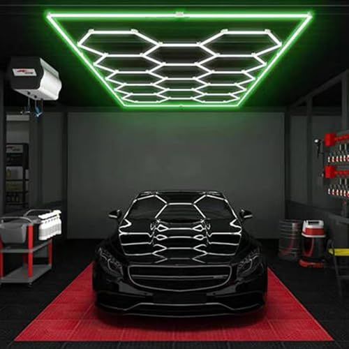 Sedtonmu Hexagon Garage Lights 6500K LED Shop Light Hexagon Linkable Plug-in Ceiling Lights for Garage Workshop Basement Gym Warehouse,B
