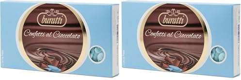 Buratti Confetti Cioccolato, Azzurro, 1 kg, (Confezione da 2)