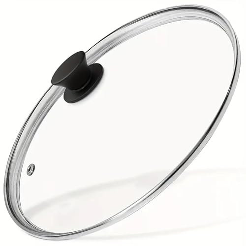 CHEFZOCO Tapa de Cristal para sarten, Tapa de Vidrio Multiusos, Tapadera de Cristal para Olla, Tapa de Cristal con Mango, Tapa Cacerola, Resistente Altas temperaturas, Apto para 28 cm