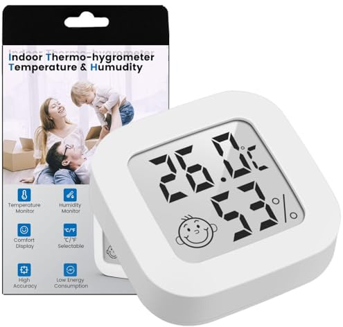 RGX Click Mini Thermomètre Hygromètre Intérieur Digital à Haute Précision, Moniteur de Température et Humidimètre, Thermo Hygromètre Indicateur du Niveau de Confort