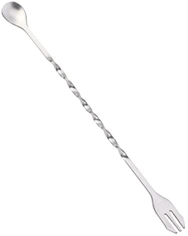 Ciieeo Cocktail Mixing Spoon Fork Swizzle Stick Tea Stirrer Stainless Steel Bar Tool