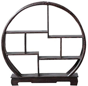 Chinesisches Vintage-Büroregal aus Palisander, mit dekorativen Ornamenten, runde Form, Wandvase
