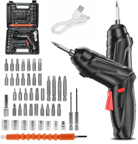 Yeqqzq 47 in 1 Electric Cordless Screwdriver, Portable Cordless Drills, 3.6V Rechargeable Electric Screwdriver Kit, Ideal for Home, Office, DIY Projects