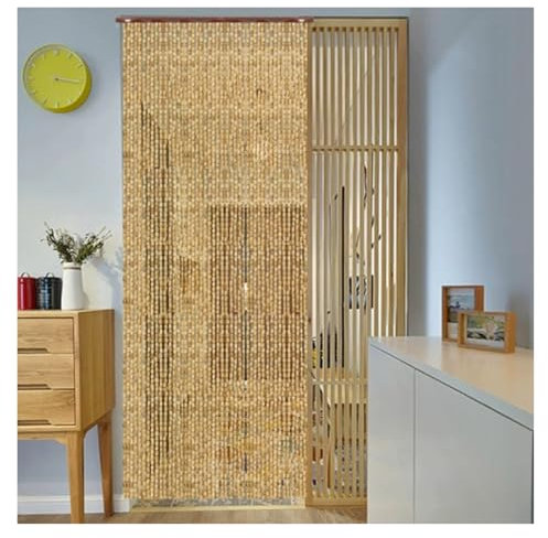 Bead Curtain Bamboo,Wood Beaded Curtains Fly Screen,Home Decor Divider Curtains,Hanging String Curtains,Natural/Handmade Doorway Beaded Curtains,for Patio Kitchen Balcony,63 Sizes(120 strands/120x240c