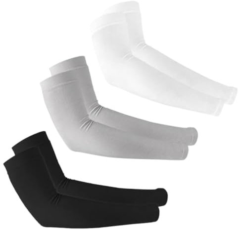 Fc'Noqgn 3 pares de manguitos, gemelos, juego de baloncesto, calentadores de brazos unisex, verano, calentadores de brazos de compresión, protección solar para hombres al aire libre, tatuajes ocultos