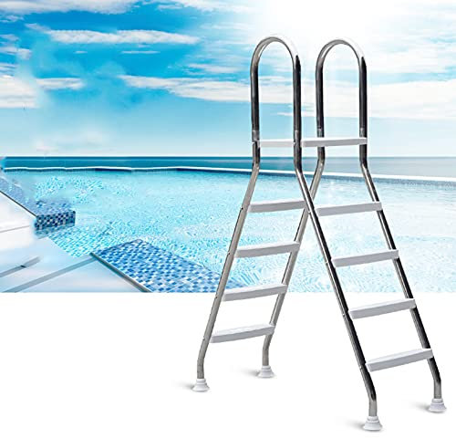 IYUESQ Escalera para Piscina elevada, Escalera de Acero Inoxidable 304, Capacidad de Carga máxima de 226 kg, Escalera mecánica de Doble Cara para Piscina, Equipo de Soporte, Escalera de e