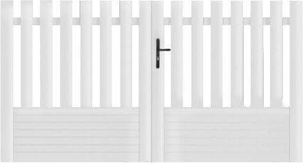 Gefradis Portail battant PVC Largeur 350 cm x Hauteur 145 cm Semi ajouré ALENCON Droit Fabrication française