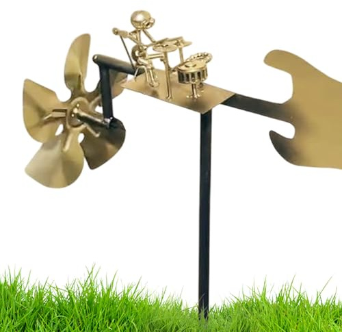 Girouette,Figurine De Batteur Percussionniste en Métal - Ornement Jardin Vent Musical pour Amateur de Rock Extérieur Terrasse