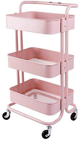 Chariot de Rangement Multifonctionnel, Chariot Utilitaire de Cuisine à 3 Niveaux avec Plateau de Rangement, Chariot Roulant Mobile pour Salon de beauté et Coiffure, Chariots à Main Mobiles W