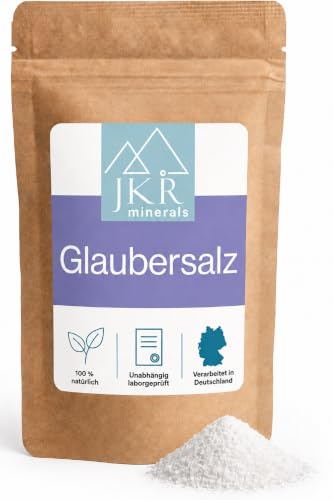 JKR Minerals Sal de Glauber 450g, sal de Glauber de calidad alimentaria, sulfato de sodio grado alimenticio, Na₂SO₄ en bolsa neutra en CO₂ y resellable