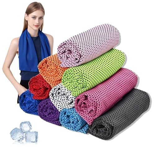 Eymobad 10 asciugamani rinfrescanti per attività all'aria aperta, asciugamano rinfrescante per fitness, in microfibra, con funzione di raffreddamento per yoga, allenamento, sport, corsa, campeggio