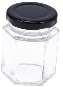 Garneck Bocal Hexagonal Verre Transparent pour Miel Récipient de Stockage Cuisine Maison Pot à Sucre Organisateur de Cuisine Simple et Pratique