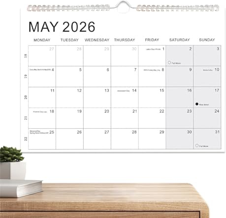 Nankoyal Büro-Wandkalender, zum Aufhängen, Monatsplaner, dickes Papier, hängende Monats-Wandkalender, für Zuhause, Büro, Schule, Klassenzimmer, Schlafsaal