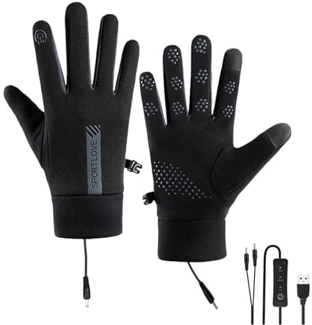 Manolyee Heated Winter Gloves | Anti-Slip Waterproof Windproof 3 Temperature Modes,USB Heating Gloves Hand Warmers,for Men Women Youth Skiing Hiking Working