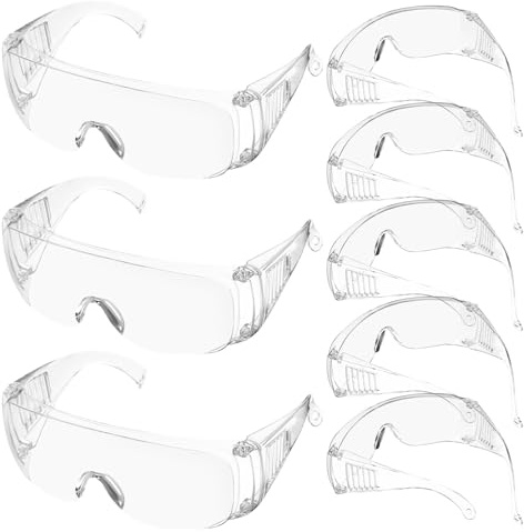 COHEALI Lot de 8 Lunettes de Sécurité en Polycarbonate 30G Transparentes Protection à Persiennes Légères et Confortables Adaptées pour Chantier Laboratoire et Travaux en Extérieur