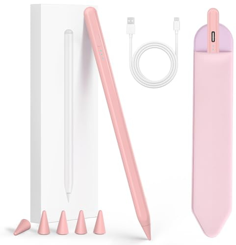 LKV Pen for iPad Pro Air Mini 2018-2025, USB‑C Fast Charging Palm Rejection | Tilt Sensitive, Ipad Pen Compatible with iPad 6/7/8/9/10/11th,Pro 11/12.9/13/M4/M5,Air 3rd/4th/5th/M2/M3,Mini 5/6/7th,Pink