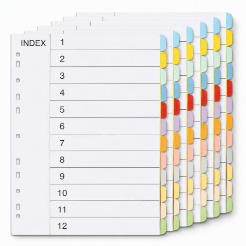 NARYVORA Register für Ordner A4, 6er Set 12-Teilige Ordner Trennblätter