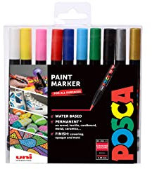 POSCA 153544849 PCF-350 „Paint in a Pen“-Set, 0,1-10 mm breite Pinselspitze, wasserbasierte Filzstifte, 10 Farben