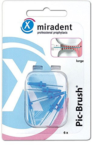 miradent Pic-Brush® Interdentalbürste large blau 3,0 mm mit bewährter Aufsteckfunktion 6 Stück | für eine optimal gründliche Reinigung der Zahnzwischenräume, Brackets, Zahnspangen, Brücken