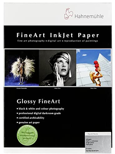 Hahnem?hle 10641670 Digital FineArt Baryta Papier, 325 g/m?, DIN A3, 297 x 420 mm, hellwei?