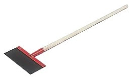 Stoßscharre mit Stiel 1,5 x 150 mm mit Federstahlblatt Bodenschaber | Betonschaber Stoß-Scharre zum Entfernen von Kleber Mörtel Estrich und Rückständen für Baustelle Renovierung Bodenarbeiten
