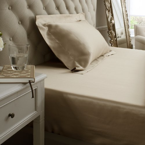 Jasmine Silk 100% Mulberry 19MM Charmeuse Seda Sábana Ajustable (Topo) - King 150cm x 200cm + 26cm