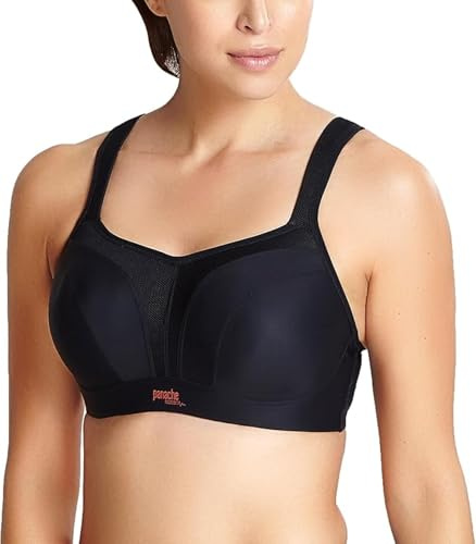 panache Women's Full Cup Plain Sports Bra, Black, Size: 38B