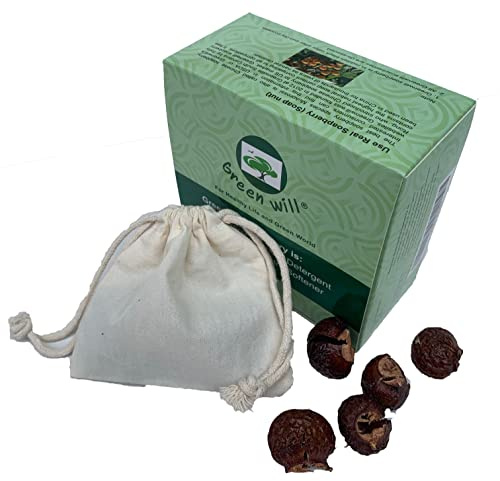 GREENWILL 6 Ounces Greenwill Organic De-seeded Soapberry/Soap Nuts Natural Laundry Detergent with Wash Bag