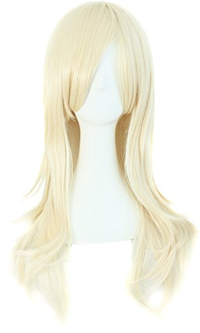 MapofBeauty 70 cm Langes Lockiges Haarspitzen Cosplay Perücke, Hellblond | 28 Zoll Perücke, Fashion