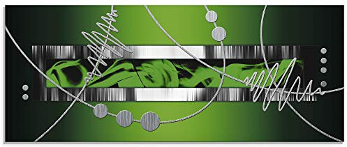 ARTland Wanddeko Glasbilder Wandbild Glas Bild einteilig 125x50 cm Querformat Abstrakte Kunst Geometrie Ornamente Silber Grün S6FP